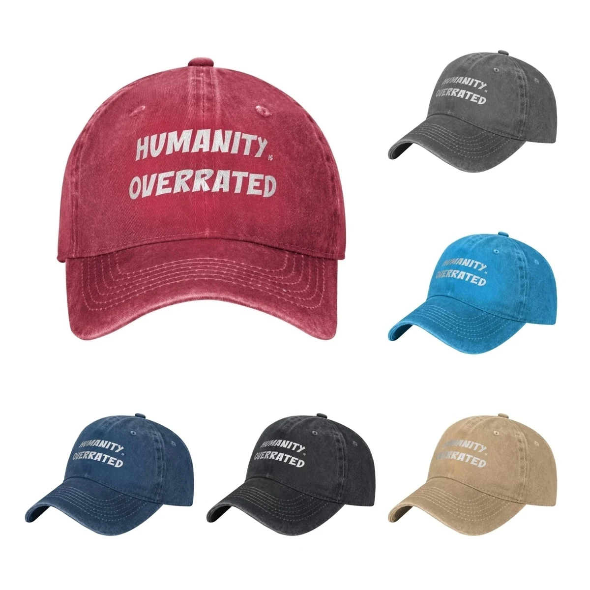 Humanity is Overrated  Baseball Cap Vintage Distressed Cotton  Headwear Men Women Outdoor Workouts Adjustable Fit Hats Cap