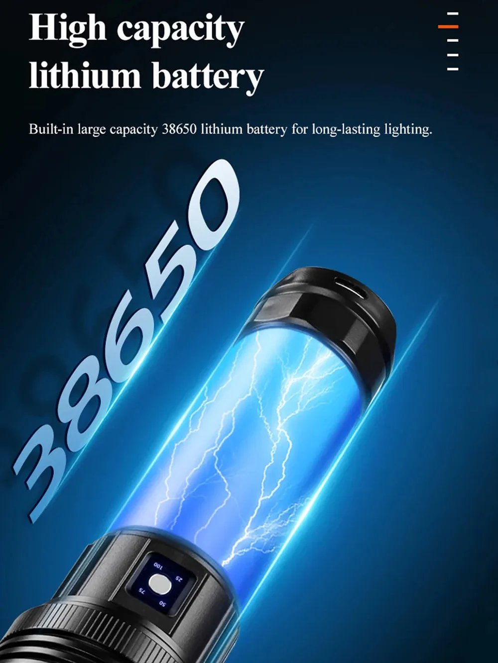 3*18650 بطارية الأضواء طويلة المدى مصباح ليد جيب مع جانب COB المدمج في نوع-C شحن فانوس الشعلة التكتيكية لصيد الأسماك