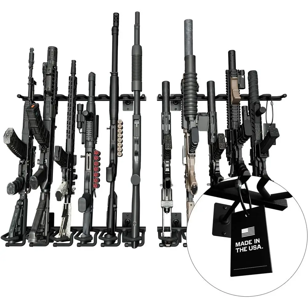 

Стойка для хранения оружия и винтовки на 6 огнестрельных оружия: Winchester, Remington, Ruger — сверхпрочная сталь, сделано в США