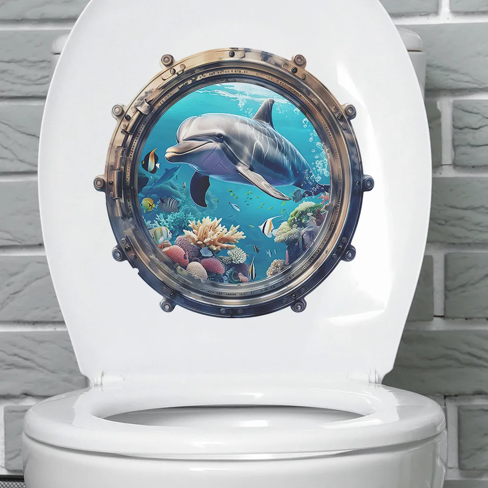 1pc Underwater World Whale Bedroom Toilet Stickers Home Decoration Wall Stickers Self-adhesive Wall Decorations Living Room