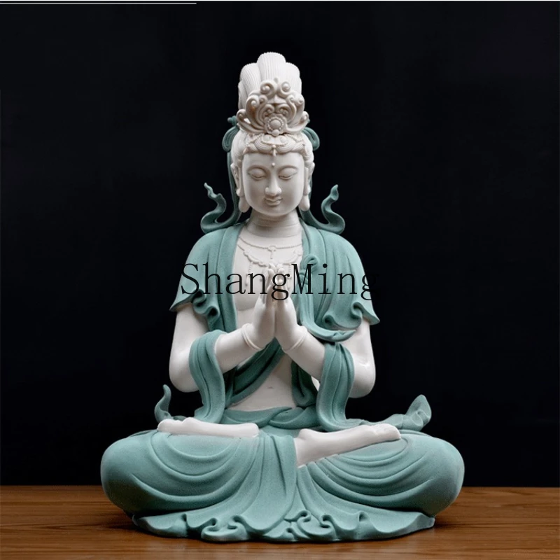 

SM ceramic gassho Guanyin Buddha statue ornament, white porcelain sculpture, artwork, living room, tea room, entrance decoration