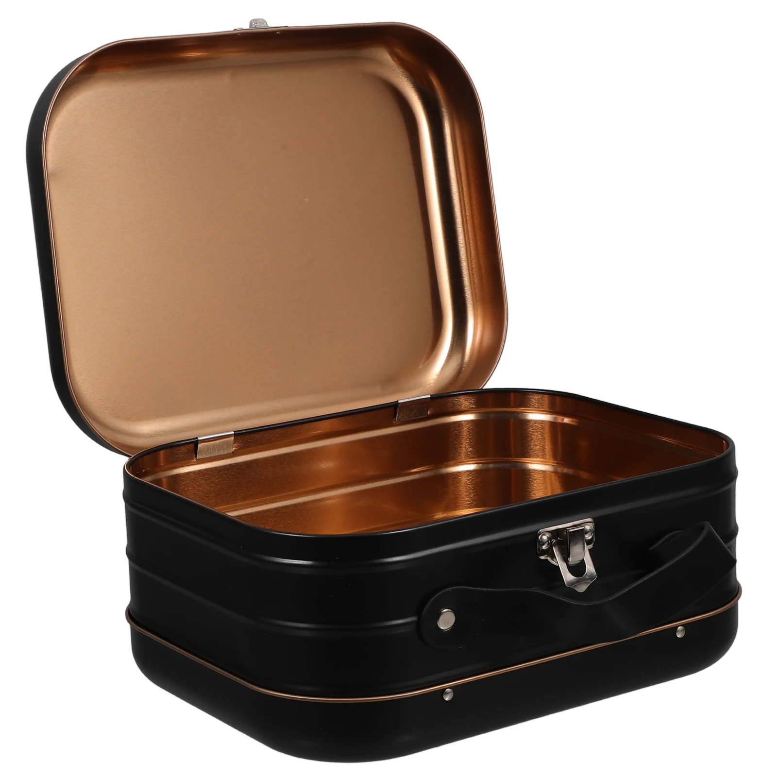 

Portable Gift Box Tinplate Container with Lid for Candy Jewelry Coin Souvenirs Desktop Organizer Storage Box with Handle