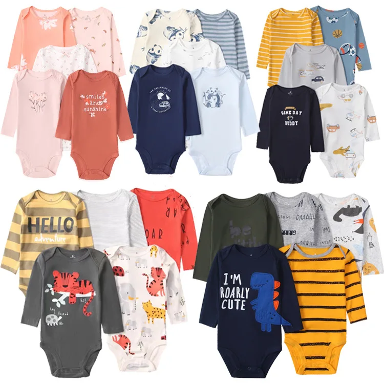 

5set Children's Clothing Spring and Autumn New Infant Long-sleeved Triangular Romper Climbing Clothes Five Baby Onesies