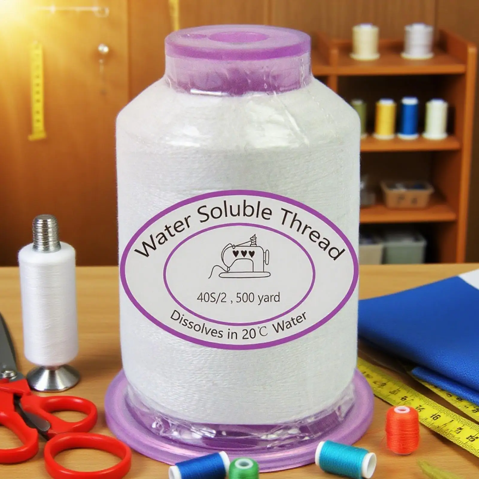 Sewing Machine Thread 1492.7ft Water Soluble Thread Spool Dissolvable String Cord for Quilting Projects Fabric Art Creation