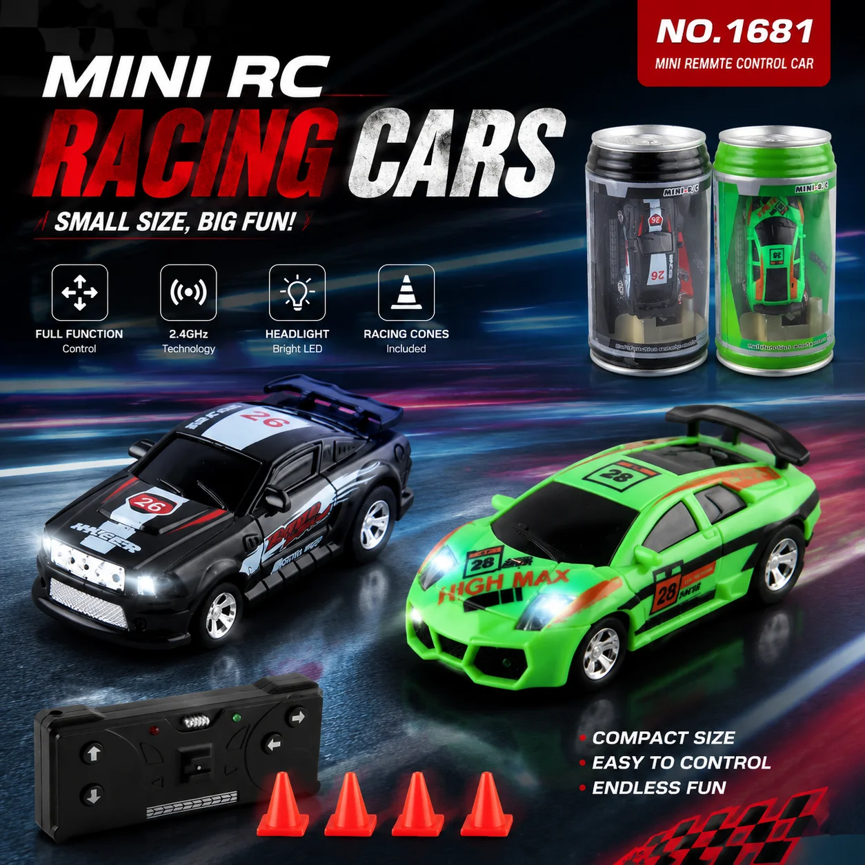 Rechargeable mini remote control car, canned ultra small remote control toy car mini desktop ornament, boy's birthday gift