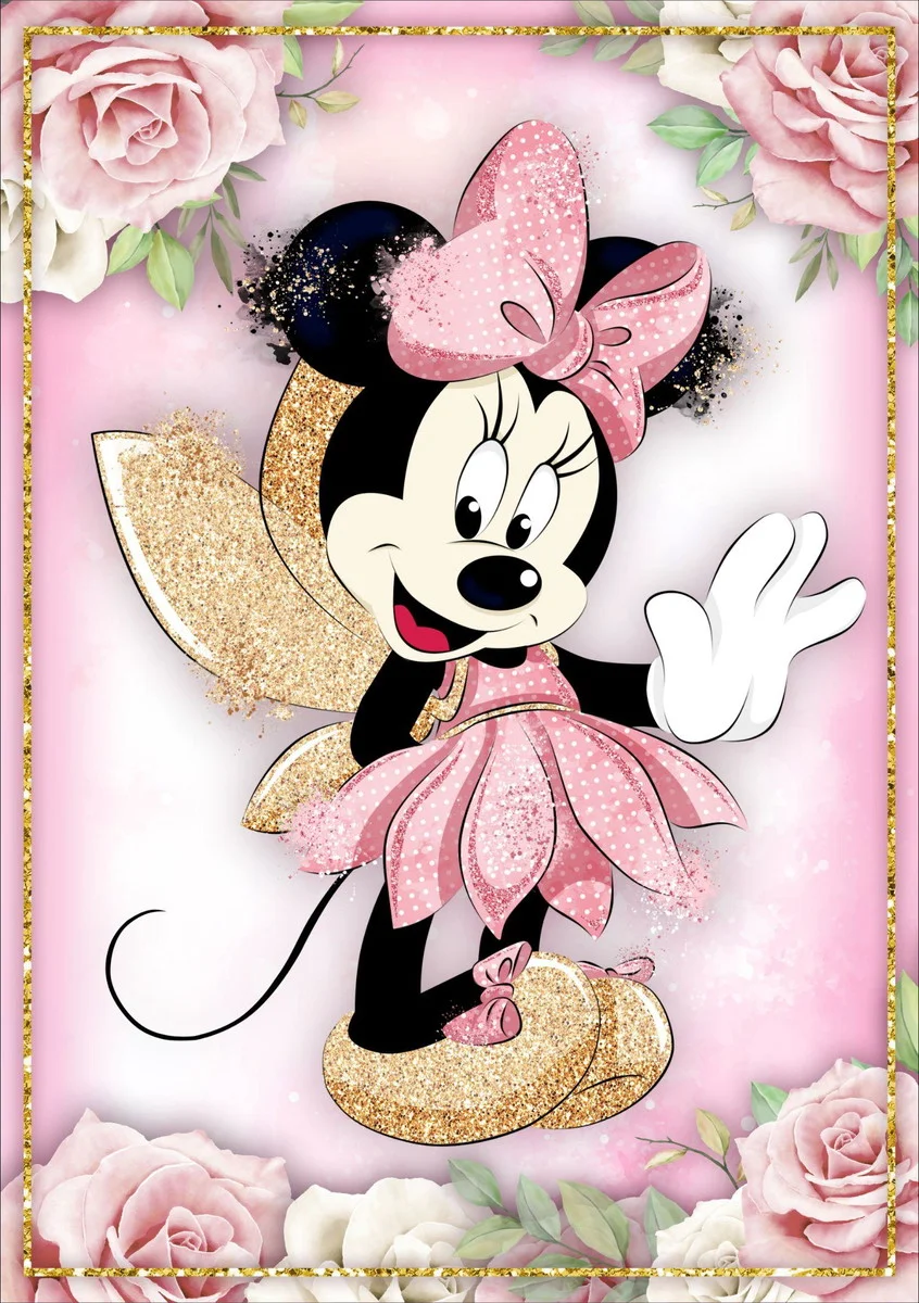 Custom Disney Minnie Mouse Photo Backdrop Baby Shower Girls Happy Birthday Party 1st Photograph Background Banner Decoration