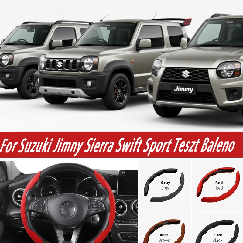 Couvre Volant Voiture Pour Suzuki Jimny FJ 1998-2018, Cuir En Fibre De Carbone Housse De Volant De Voiture, Antidérapant Protecteur De Volant Auto Decoration,B Black