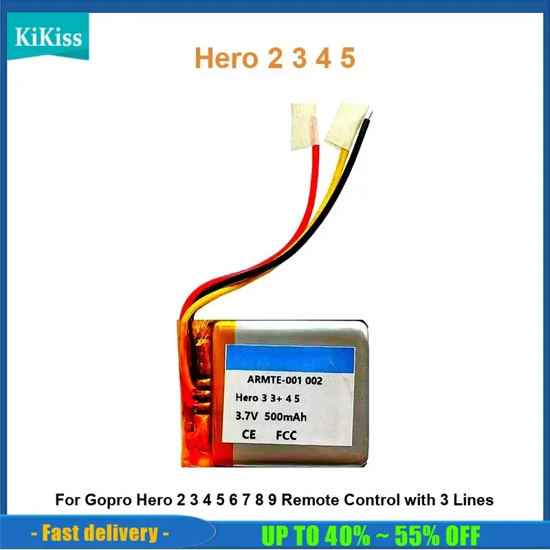 

Battery For Gopro Hero 2 3 4 5 6 7 8 9 Hero2 Hero3 Hero4 Hero5 Hero6 Hero7 Hero8 Hero9 Remote Control with 3 Lines