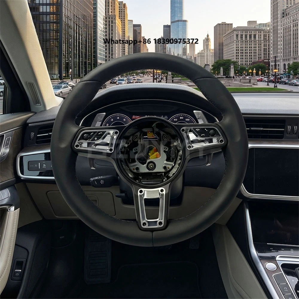 Black Leather Sport Steering Wheel for  911 718 918 957 958 970 971 981 991 992 997 Leather Steering Wheel Custom Design