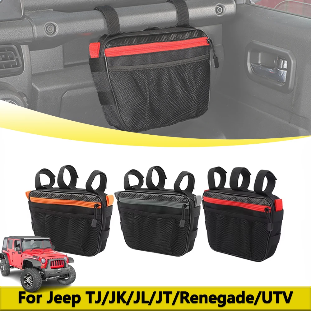 Bolsa organizadora de almacenamiento con mango de copiloto para coche, para Jeep Wrangler TJ JK JL Gladiator JT Renegade UTV, accesorios interiores, orden y orden