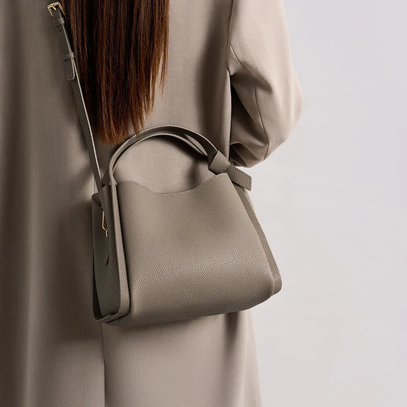 Bucket bag for women, 2026 spring/summer new style, textured large capacity hand-held shoulder crossbody bag
