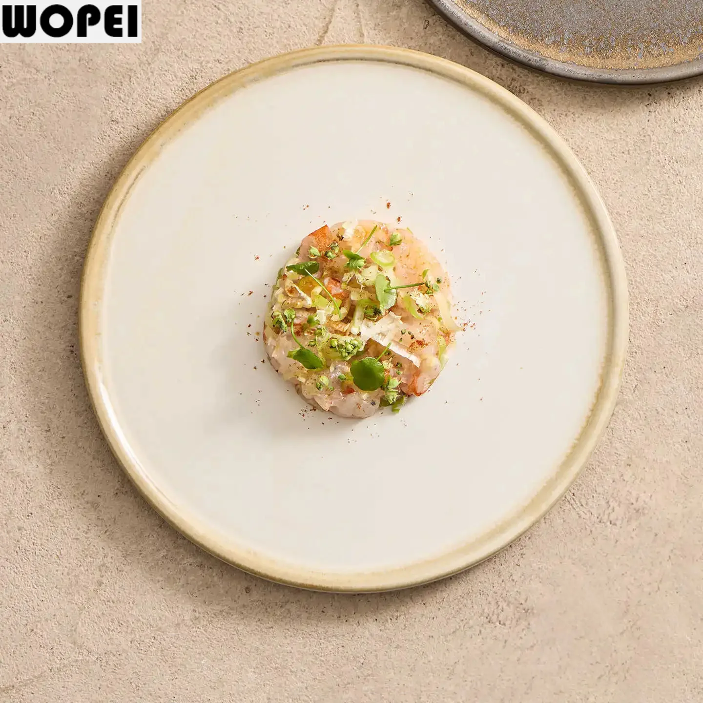 Kiln Changes Circular Flat Plate Ceramic Steak Plate Sushi Dessert Dish Cake Plate Serving Plates Molecular Cooking Tableware
