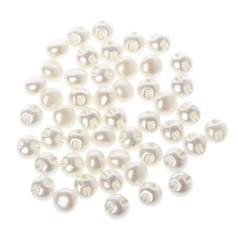 Sewing Pearl Buttons, White Clothing, Scrapbooking Garment, DIY Tool, Lipstick, Eyeliner, Makeup Brush, Holder Beads, 50Pcs