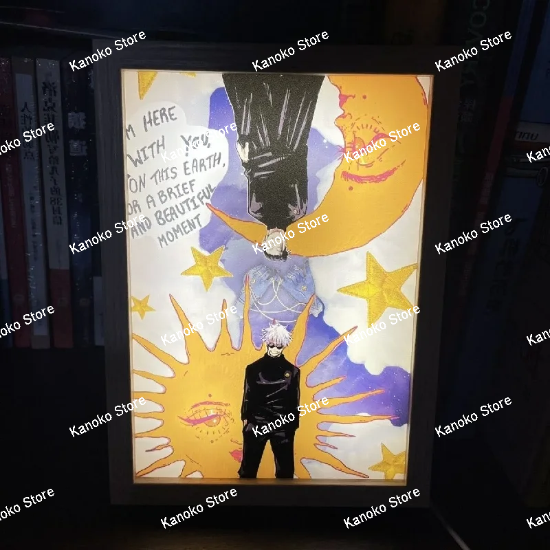 Jujutsu Kaisen Anime rysunek dostosowane Led lampka nocna malarstwo dekoracyjne ramka na zdjęcia Satoru Gojo malowanie biurko dekoracja pokoju