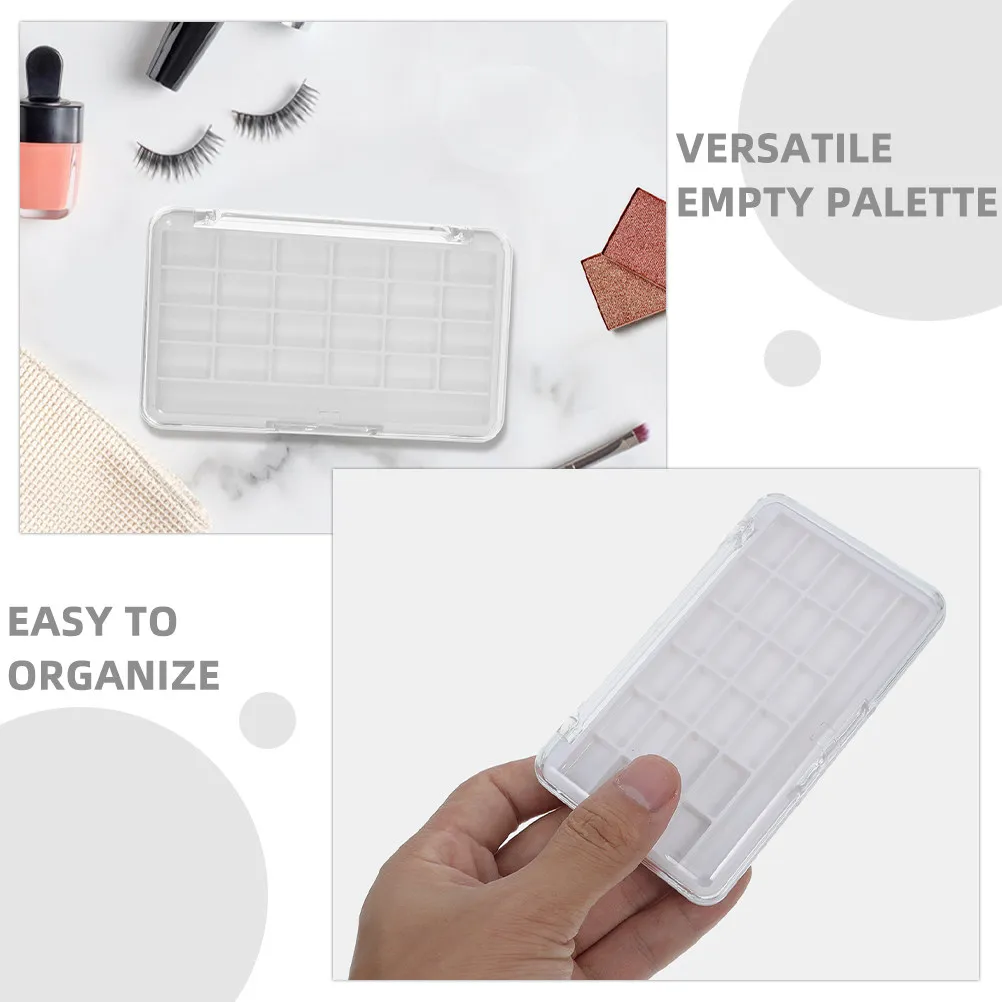 2Pcs Empty Portable Eyeshadow Palette Lipstick Refillable Holder Transparent Lid Compact Makeup Organizer Large