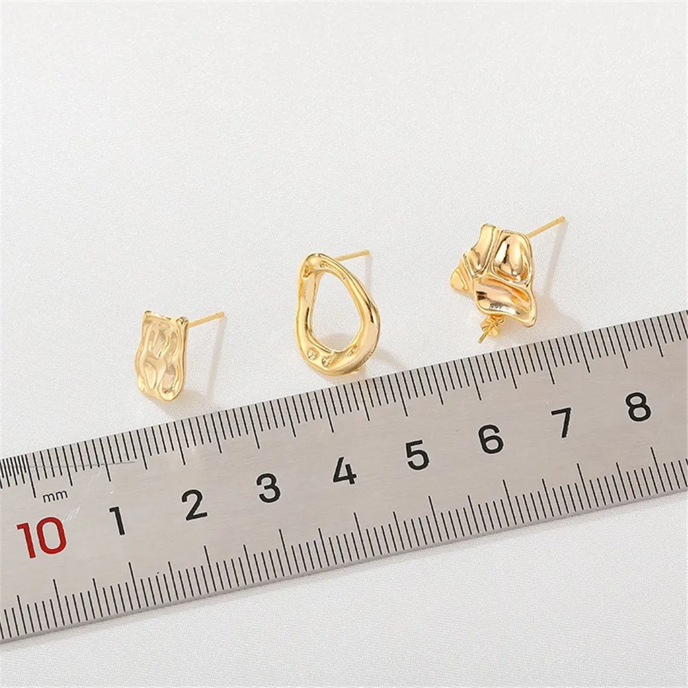 18K Gold Wrapped Irregular Circle Queen's Avatar Earrings with Sheep Eye Needles Handmade DIY Ear Jewelry Material Accessories