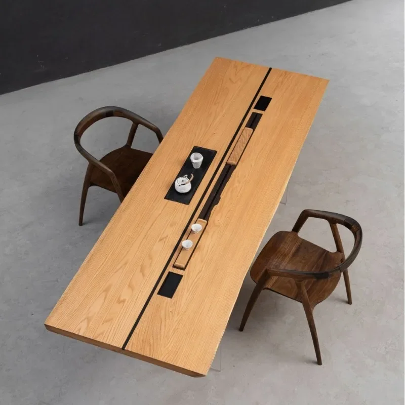 Red oak reception large board tea table, designer living room dining room office meeting reception table