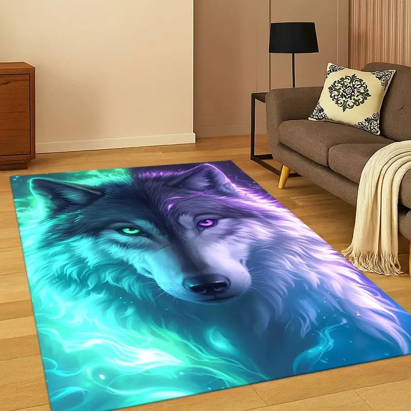 Viking Wolf Fenrir Cartoon Carpet Rug for Bedroom Living Room Sofa Playroom Doormat Home Decor,Kid Game Area Rug Non-slip Gift image 3