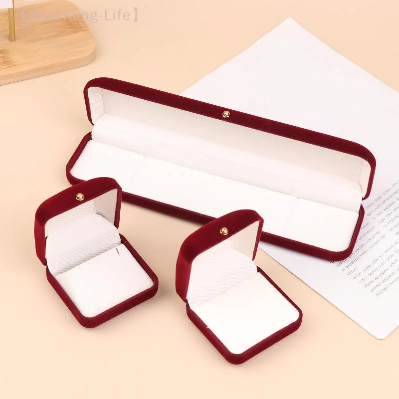 

【JYA1】Flocking Gold Buckle Jewelry Box Pendant Ring Necklace Earring Bracelet Display Storage Box Luxury Feelings Box