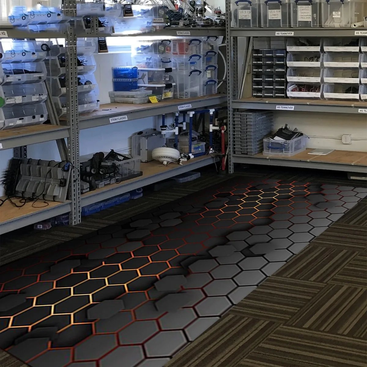 3D Honeycomb Motorcycle Mat, Non-Slip Garage Floor Mat for Motorbike Parking, Oil Absorbent, Cyber Style, Cool Garage Home Decor
