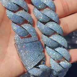 Gioielli di lusso 22mm catena di diamanti da uomo Iced Out Bling CZ argento/placcato oro Rapper Hip Hop spessa collana a maglia cubana regalo per lui