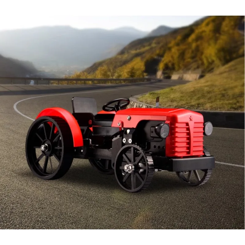 DM616トラクター アルミ合金組み立てモデル リモートコントロール可能 操作可能なメカニカルモデル 組み立てキット 100+パーツ付き