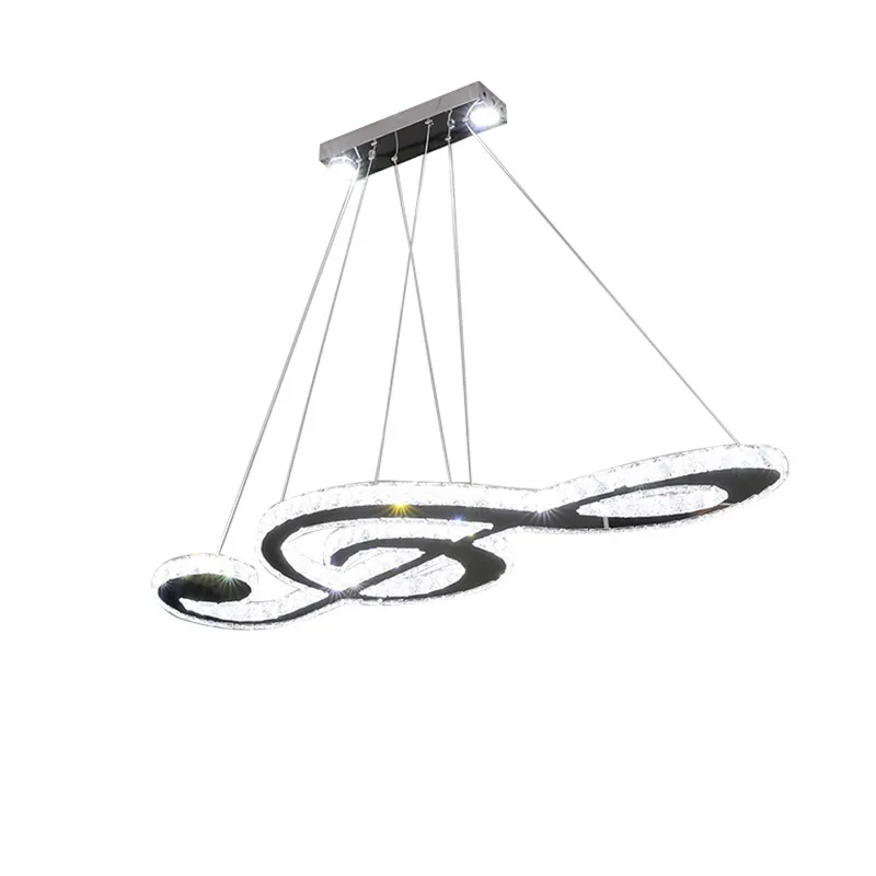 

LED restaurant chandelier, crystal postmodern art music note chandelier Nordic industrial wind