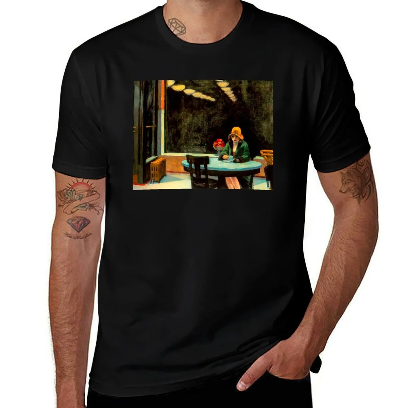 Automat by Edward Hopper T-Shirt Casual Loose Short Sleeve Tee for Men T-Shirt