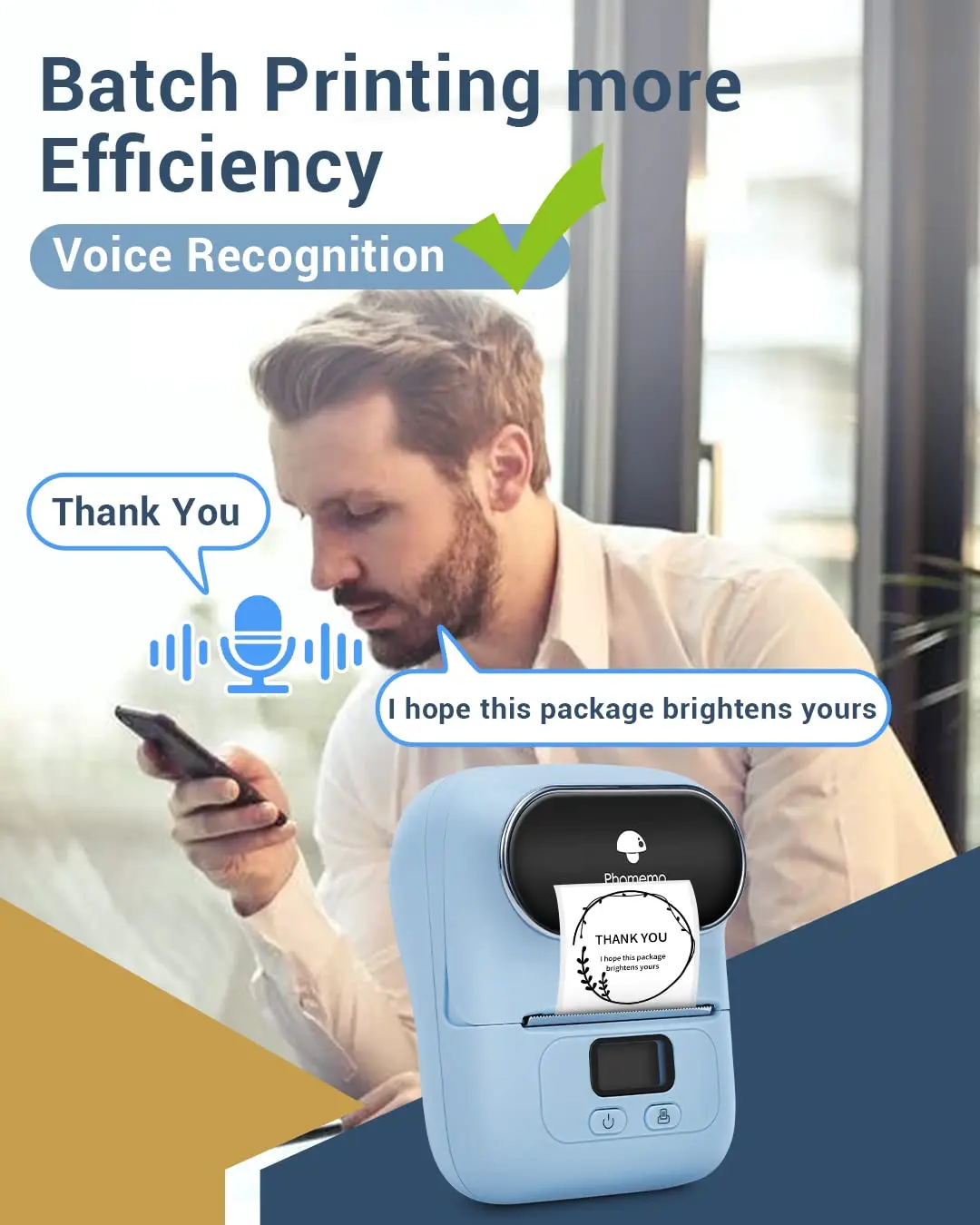 M110 Label Maker-Phomemo Barcode Self-adhesive Label Printer 100+ Free Label templates,13 Languages Thermal Printing Without Ink