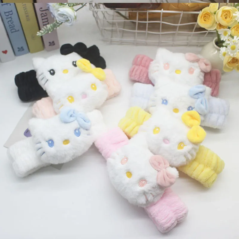 

Kawaii Hellokitty Face Wash Makeup Hairband Sanrio Hairstring Decoration Gifts Sweet Non Slip Elastic Hair Accessories ﻿