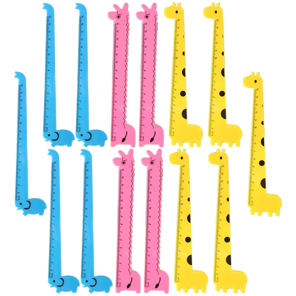 30 pz Giraffa Righello Adorabile Plastica Carino Studente Strumenti Portatile Per Bambini Righello Pittura Righelli Novità Righelli di plastica Per La Casa