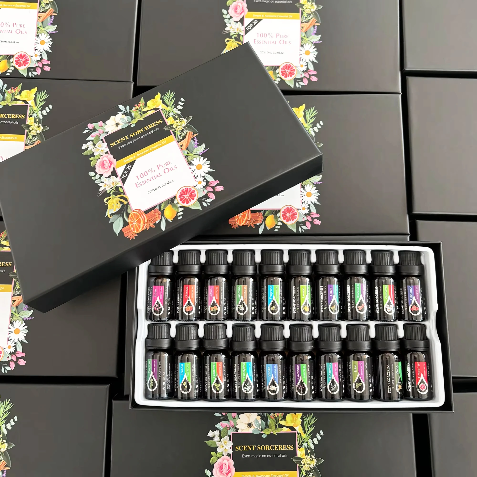 20pcs/set Essential Oil Set Lavender Eucalyptus Sweet Orange Lemon Massage Spa Aromatherapy Fragrance Oil for Humidifier Diffuse