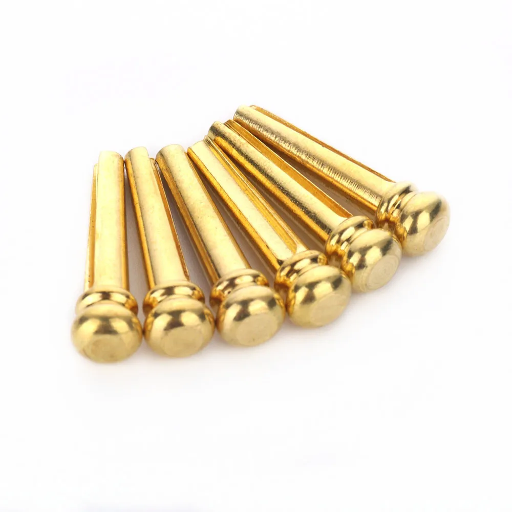 6pcs Guitar Bridge Pins Metal Brass Endpin 6 String Pegs Pins for Acoustic Guitar