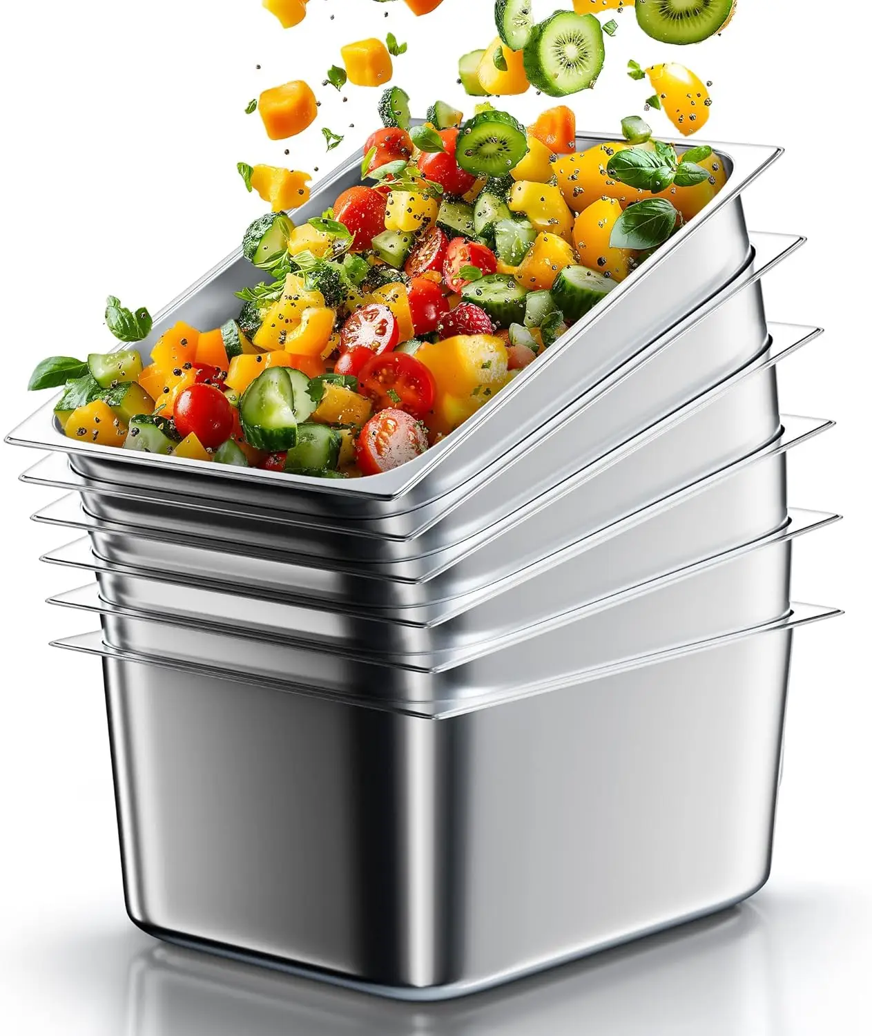 

Противни для пароварки из нержавеющей стали, полуразмерные, глубиной 6 дюймов, набор из 6 штук, для коммерческих буфетов и кейтеринга