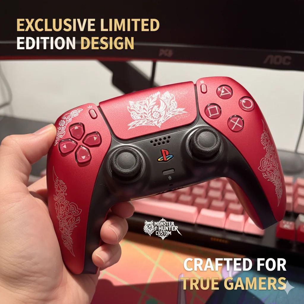 New Monster Hunter Wilds PS5 Limited Controller Replacement Case DualSense Replacement Shell