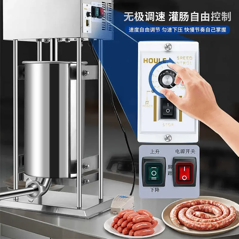 Stainless Steel Sausage Stuffer Manual Meat Filler Kitchen Tool for Homemade Salami Hot Dog Making Device Large Capacity