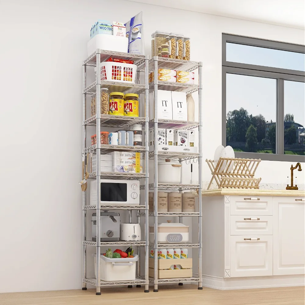 

8 Tier Wire Shelving Rack Shelf Unit Adjustable Kitchen Garage Storage Organizer