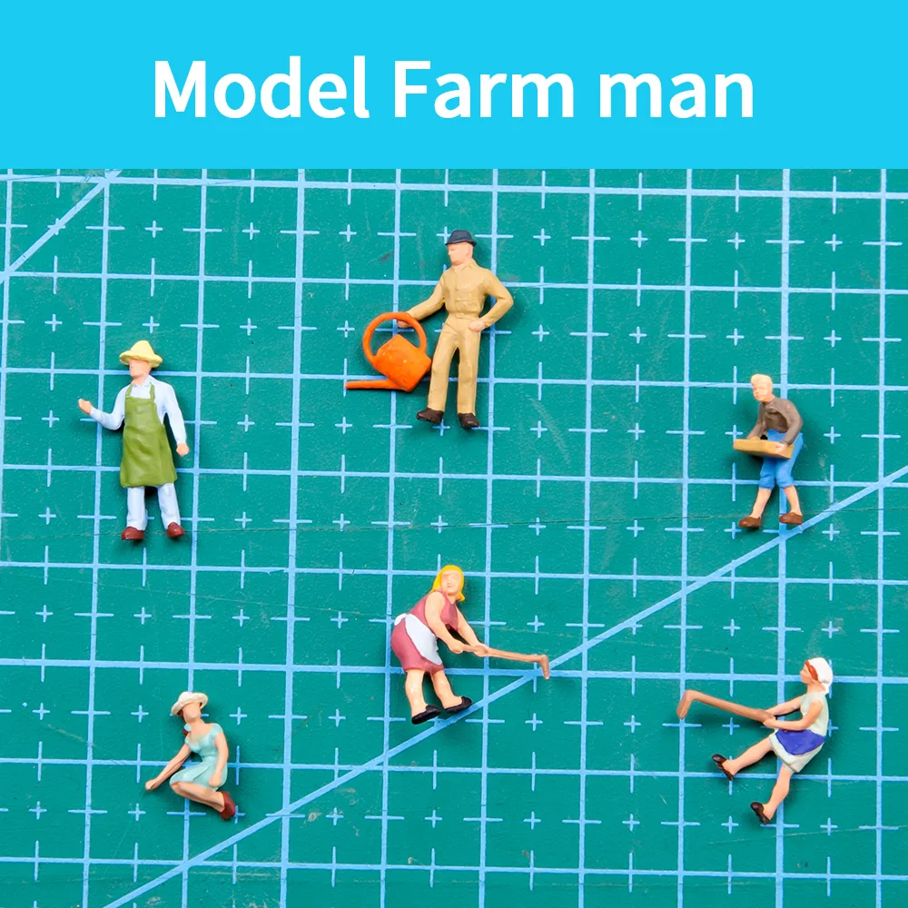 

1:87 HO Scale Miniature Farm People Model Painted Figures ABS DIY Plastic Toys Architecture Building Materials for Diorama 6pcs