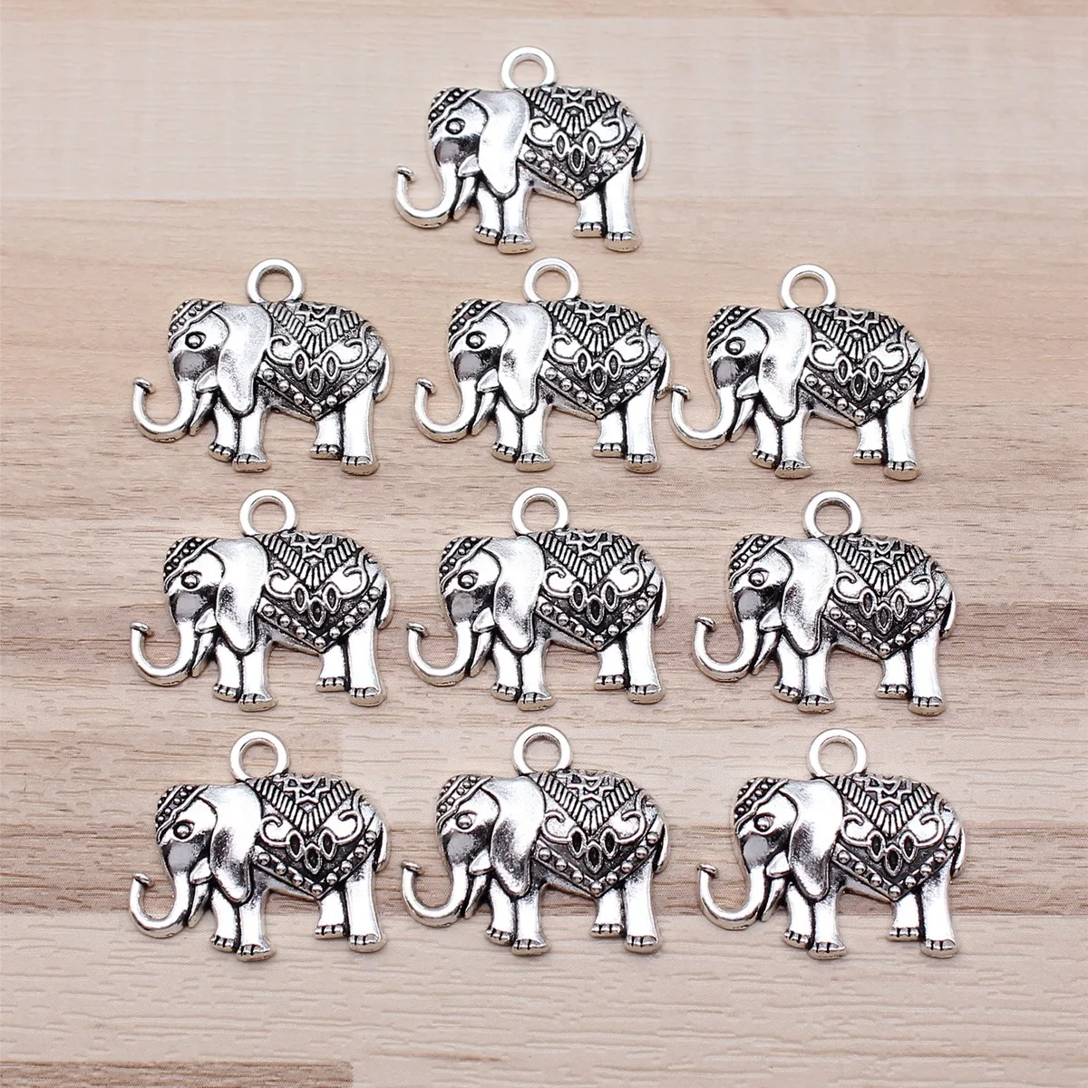 IFOCUS 10pcs/Lot Single-Sided Elephant Charms For DIY Jewelry Making Zinc Alloy 22x19mm/0.87x0.75inch