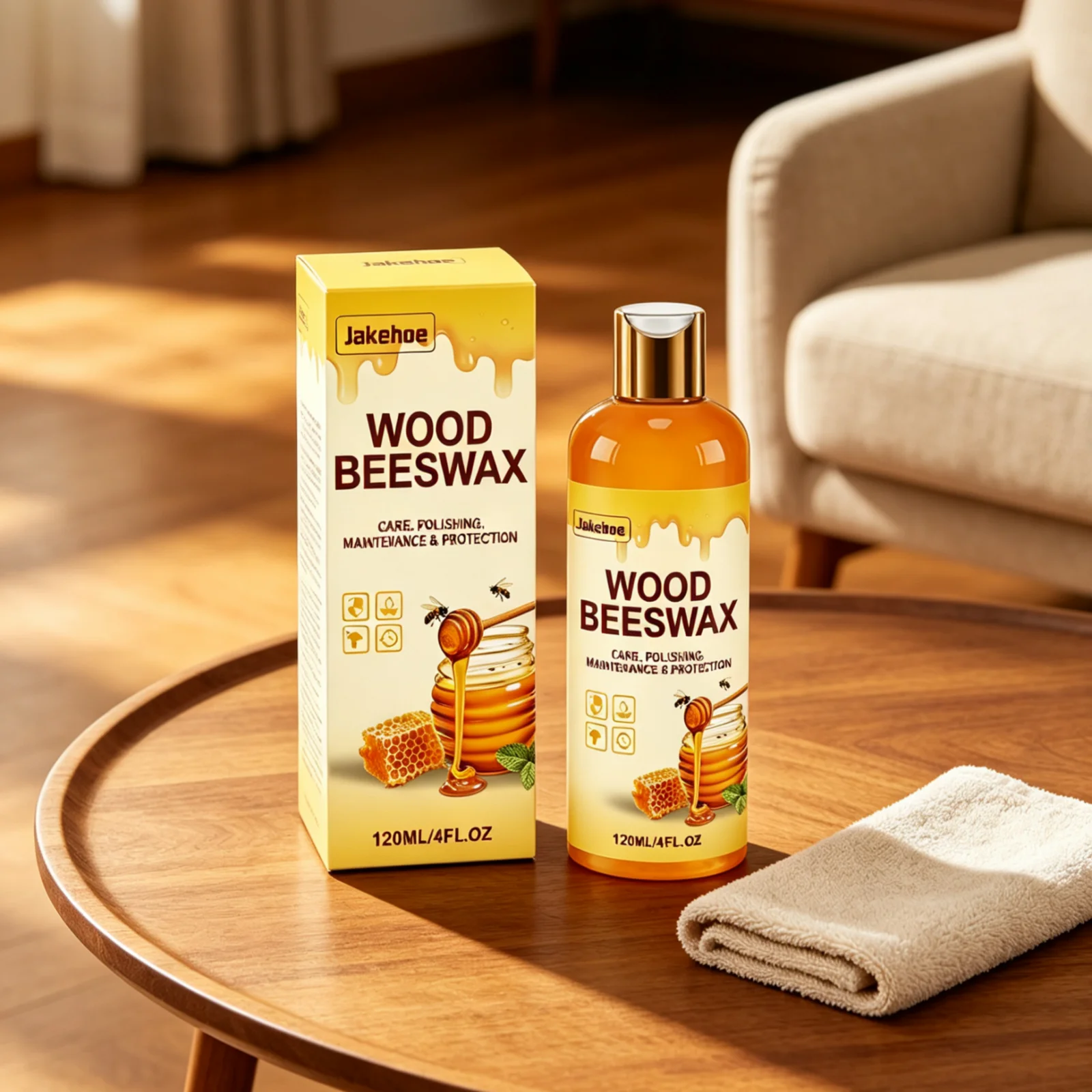 Jakehoe Wood Beeswax Polish Surface Protection Quick Cleaning Remove Dust Long Lasting Maintenance Wood Furniture Beeswax 120ml