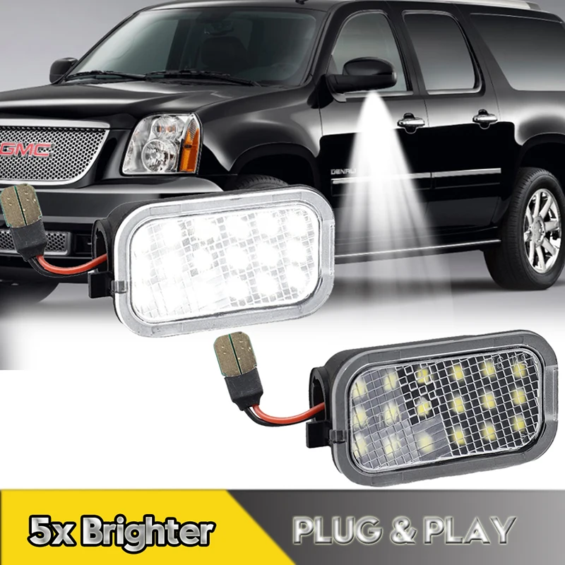 

2Pcs For GMC Yukon Sierra 2500HD 3500HD LED Under Mirror Lights Puddle Welcome Lamps For Chevrolet Suburban Silverado Avalanche