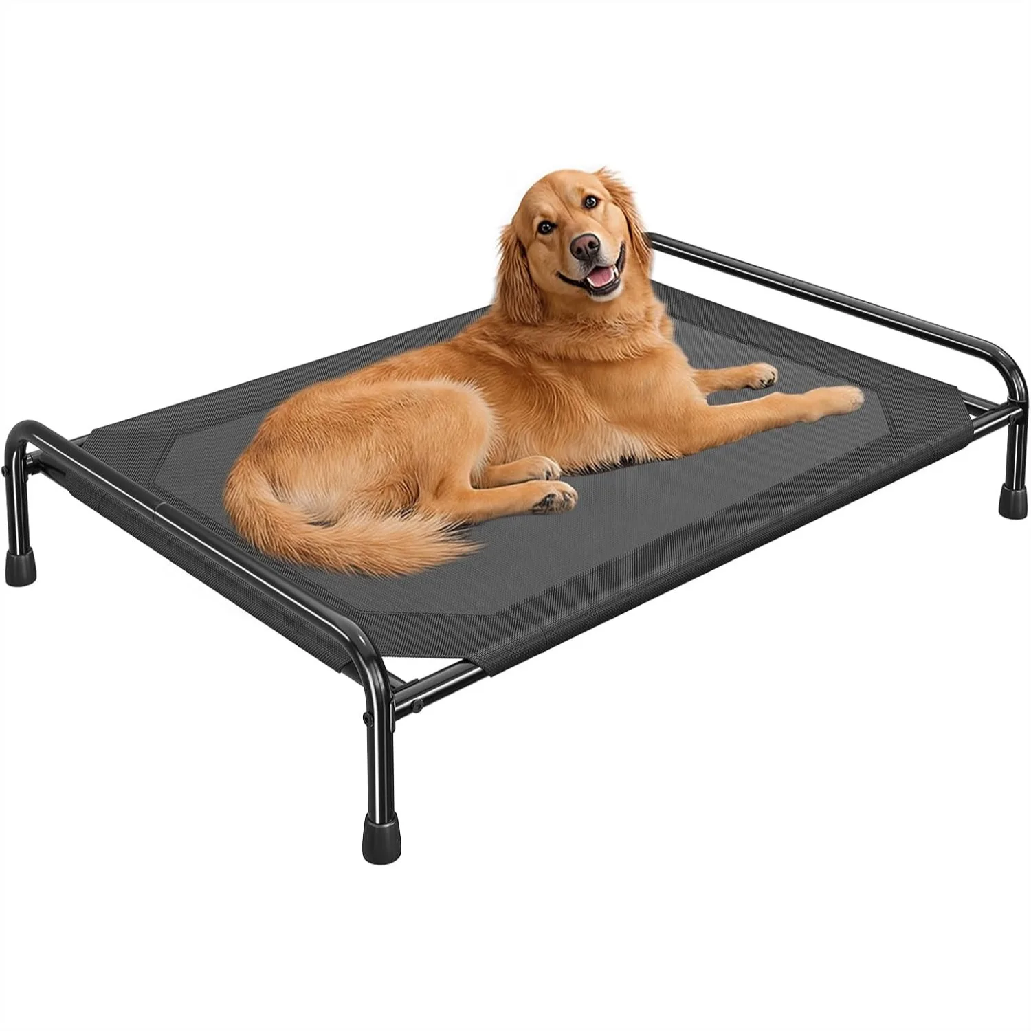 

Elevated Dog Bed with Metal Frame for Large Dogs, Cooling Breathable Design in Black