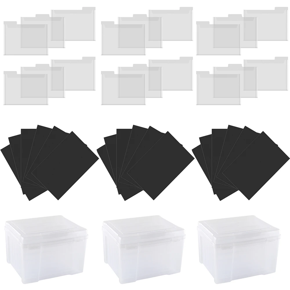 

Bundle Deal Plastic Storage Envelopes Double Sided Magnetic Sheets Clear Craft Storage Box and 6 Tabbed Dividers DIY Storage Kit