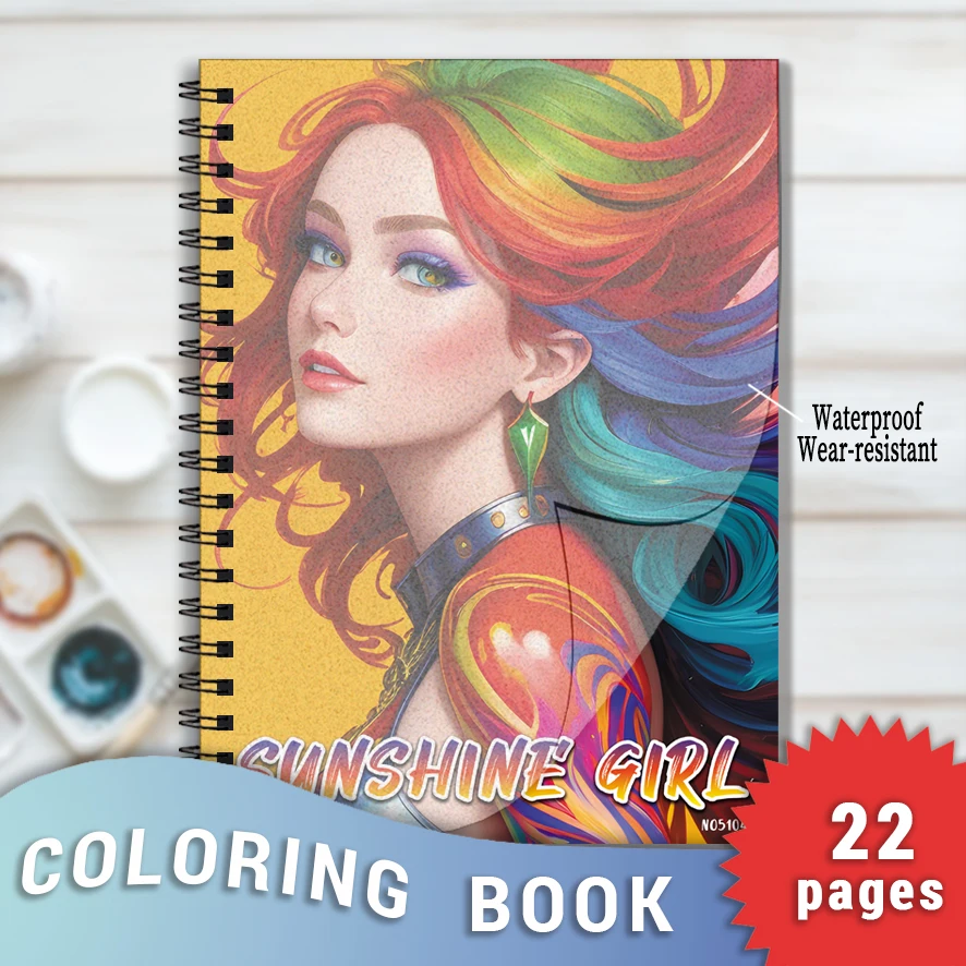 Beauty Coloring Book for Adults - 8.3 x 11.2 inches 22 pages character coloring book - helps relieve stress and emotions, positi