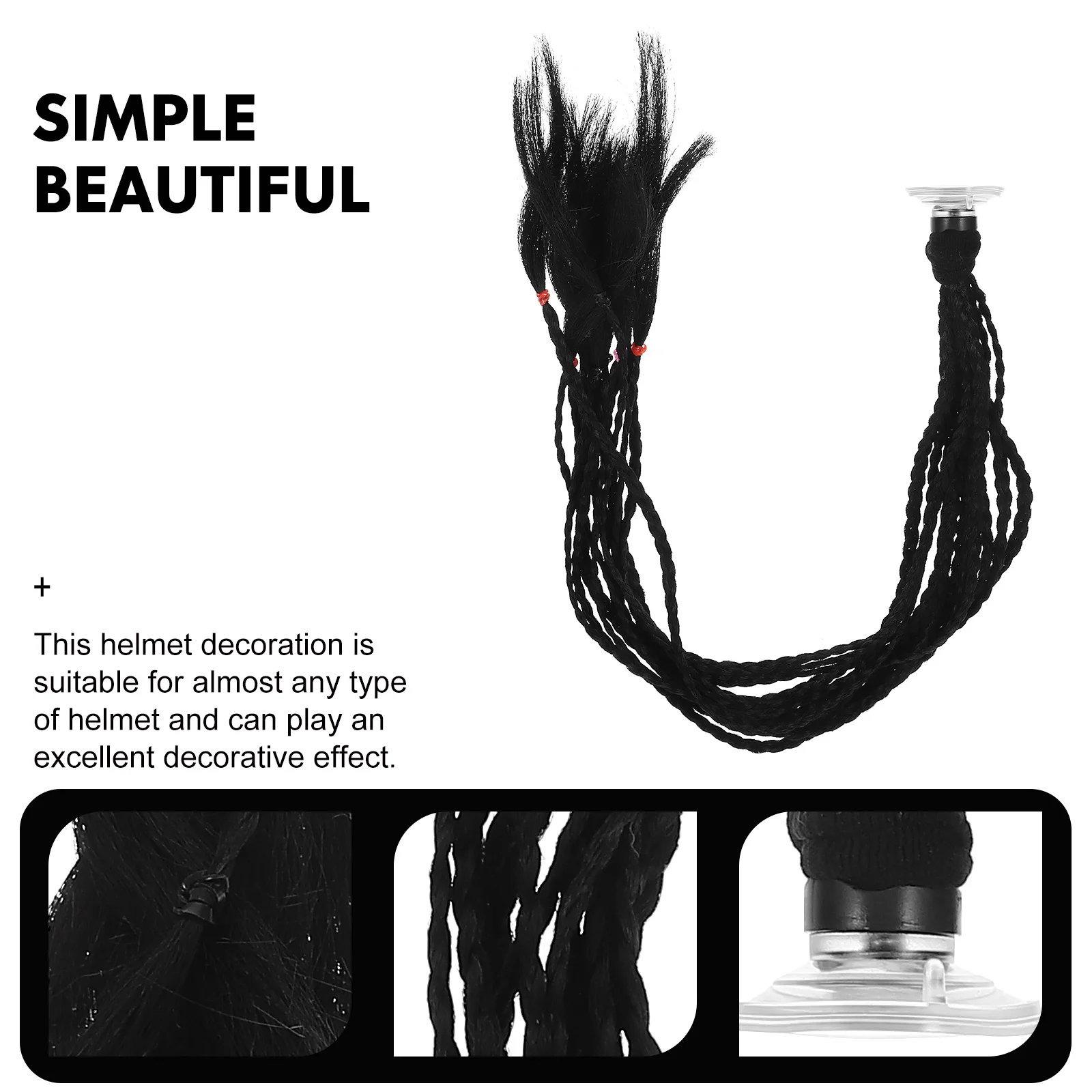 

Dreadlocks Decorations Reusable Ponytails Braid Curly Hair Motorcycle Accessories Suction Cup Design Easy Install