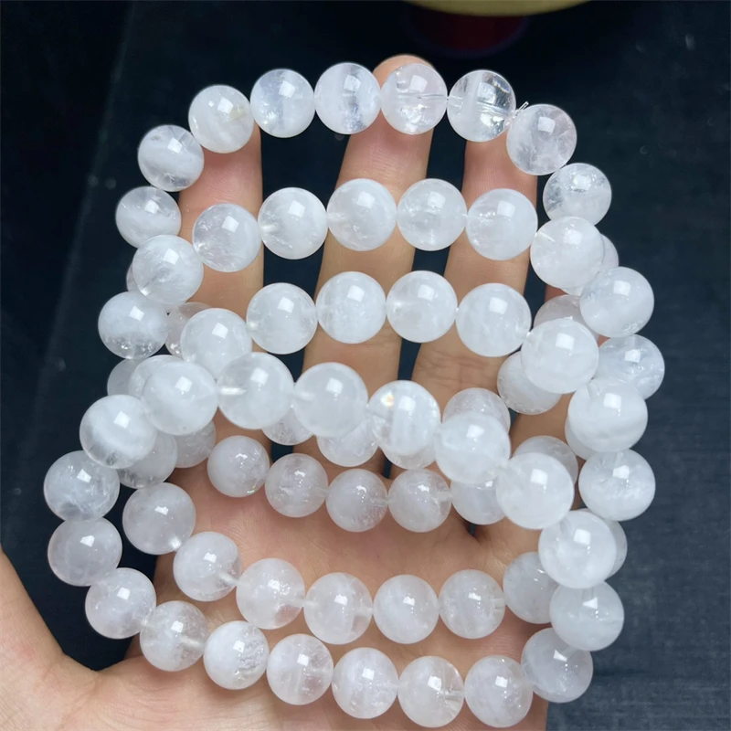 Natural White Garden Quartz Bracelet Women Fashion Jewelry Single Circle Elastic Rope Charoite Gift 11/12/14MM