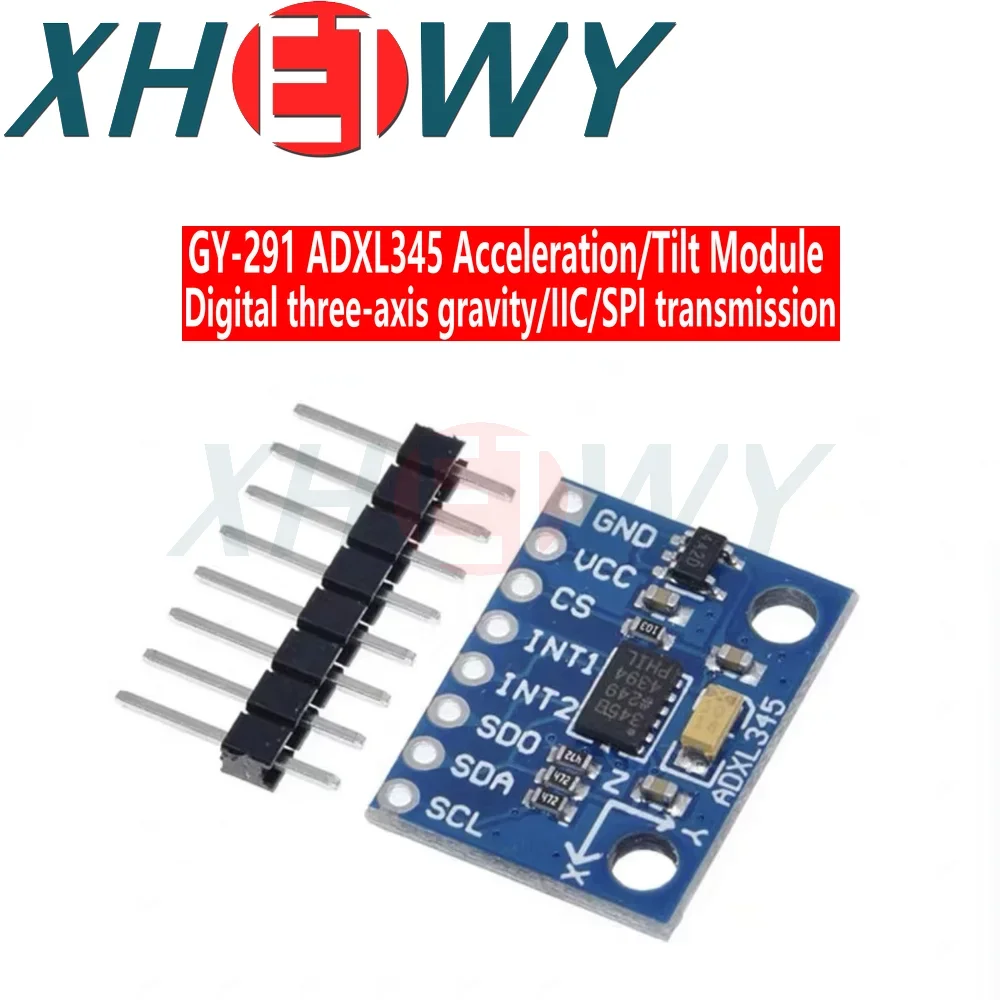 Piezas Digital ADXL345, acelerador de gravedad de tres ejes, módulo de inclinación, transmisión IIC/SPI, 1 GY-291