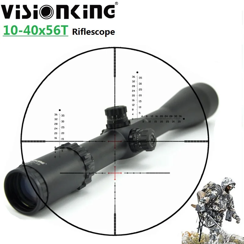 Visionking 35mm 10-40x56 Hunting Riflescope Side Focus Turret Lock Illuminated Red Green .30-06 .308 .50 Target Optical Sight