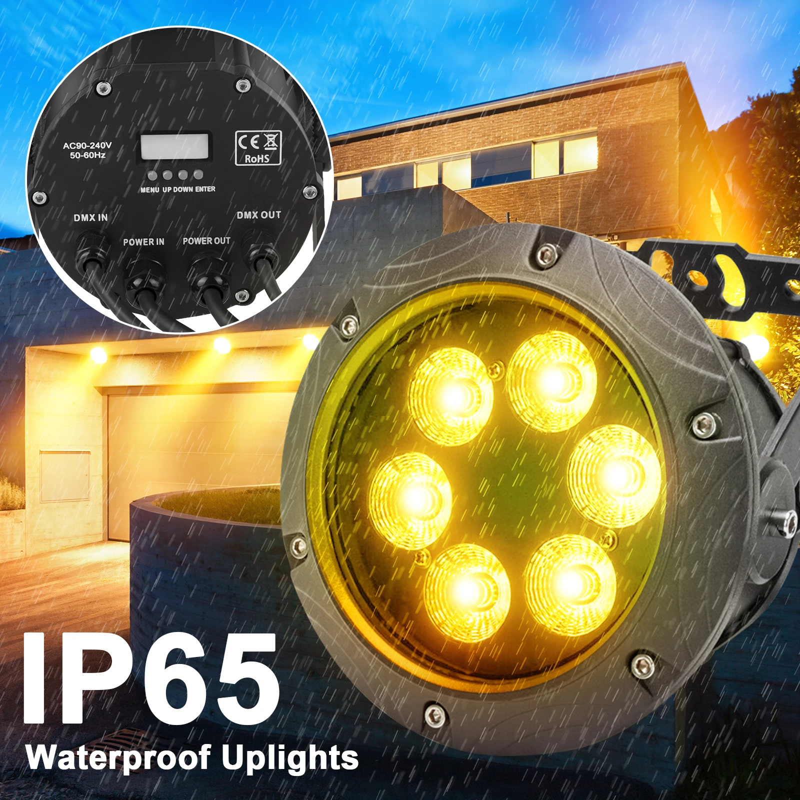 Yiflamefly 4Pcs IP65 Waterproof Par Lights 6X10W RGBW LED Stage Light DMX Party DJ Light For Outdoor Performance Party Courtyard