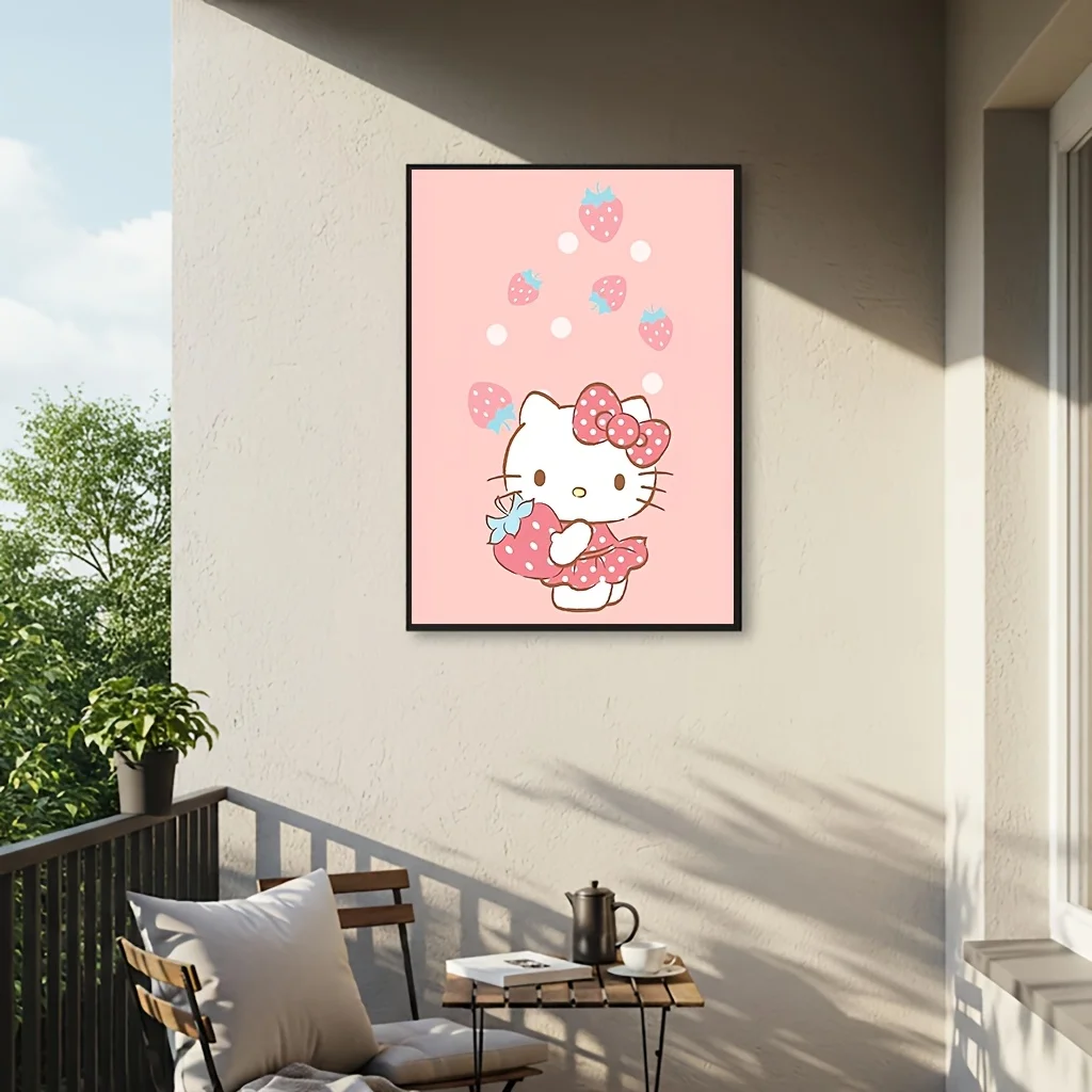 2D Flat, 2D Flat, 2D, Mother'S Day (Licensed) 1pc Sanrio Hello Kitty Flat Unframed Canvas Art Poster, Frameless Art Print, Wa